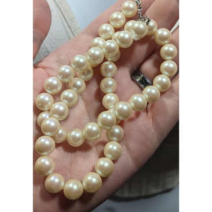 Vintage Monet Faux Pearl Cream Beaded Necklace