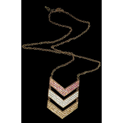 Whimsical Glam Multi Chevron Rhinestone Pendant Necklace