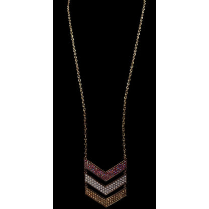 Whimsical Glam Multi Chevron Rhinestone Pendant Necklace