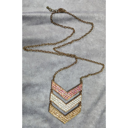 Whimsical Glam Multi Chevron Rhinestone Pendant Necklace