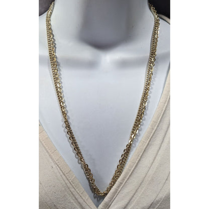 Simple Classic Gold Tone Double Chain Necklace