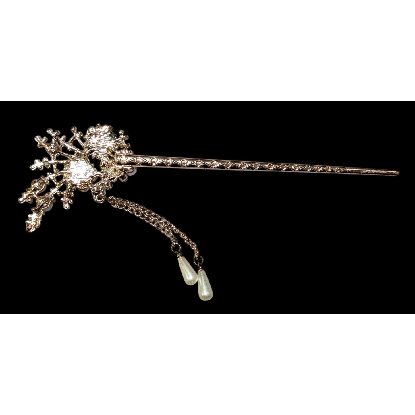 Fairy Cosplay Floral Rhinestone Gold Tone Hair Stick