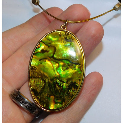Mermaidcore Green Shell Shimmer Medallion Necklace