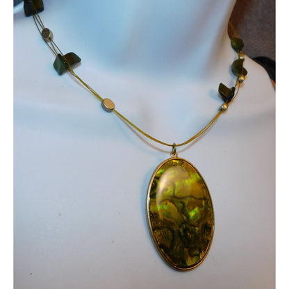 Mermaidcore Green Shell Shimmer Medallion Necklace