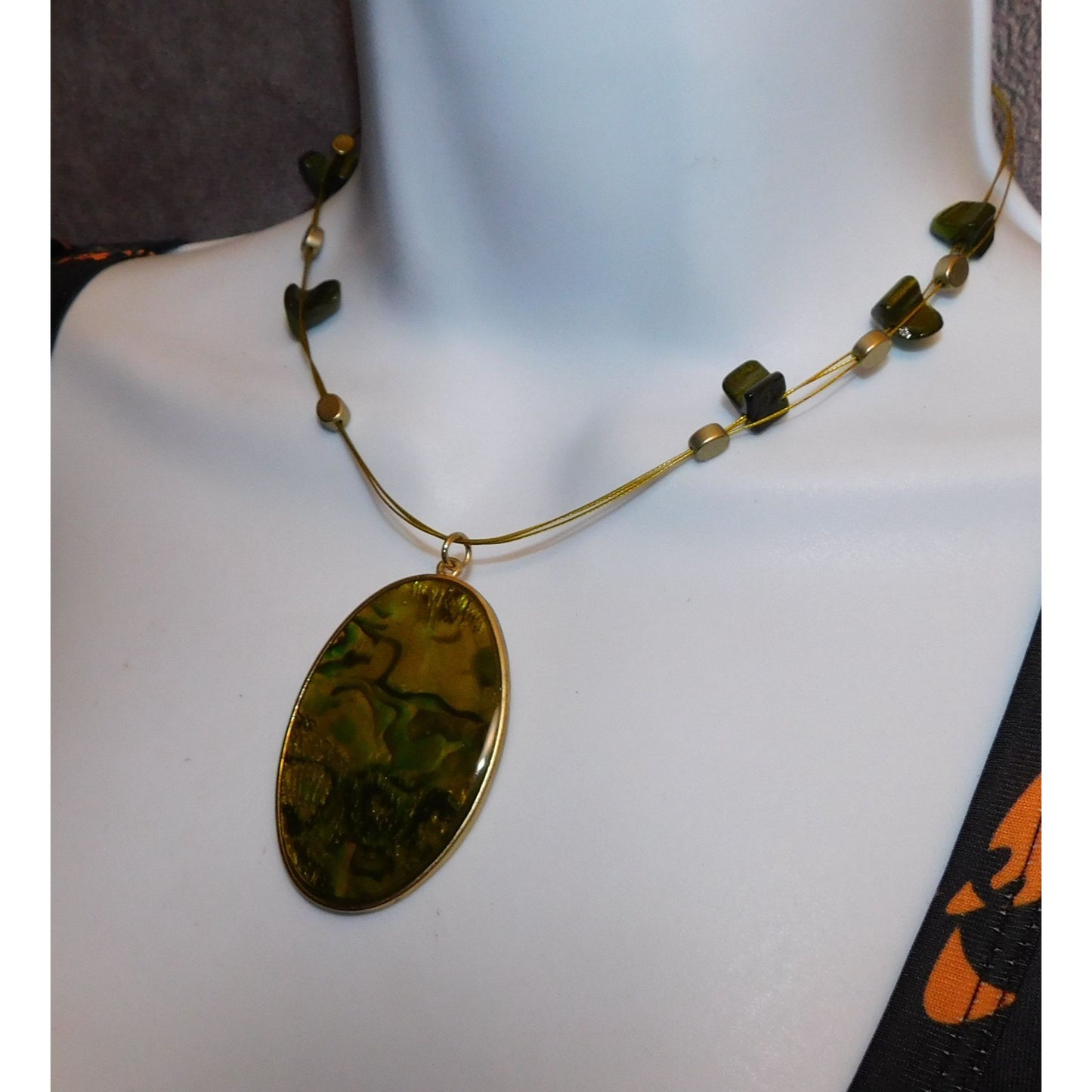 Mermaidcore Green Shell Shimmer Medallion Necklace