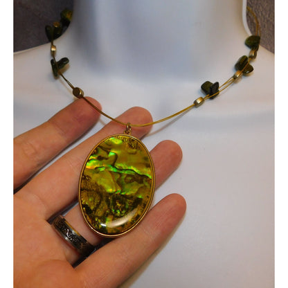 Mermaidcore Green Shell Shimmer Medallion Necklace