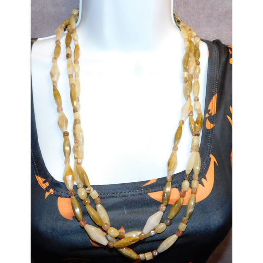 Retro Bohemian Faux Agate Beaded Layered Necklace