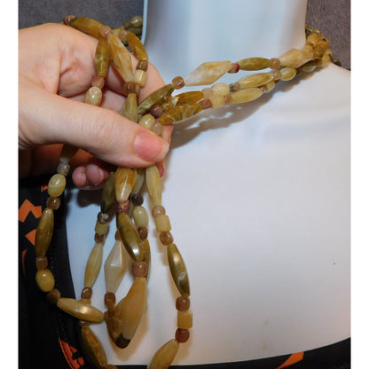 Retro Bohemian Faux Agate Beaded Layered Necklace
