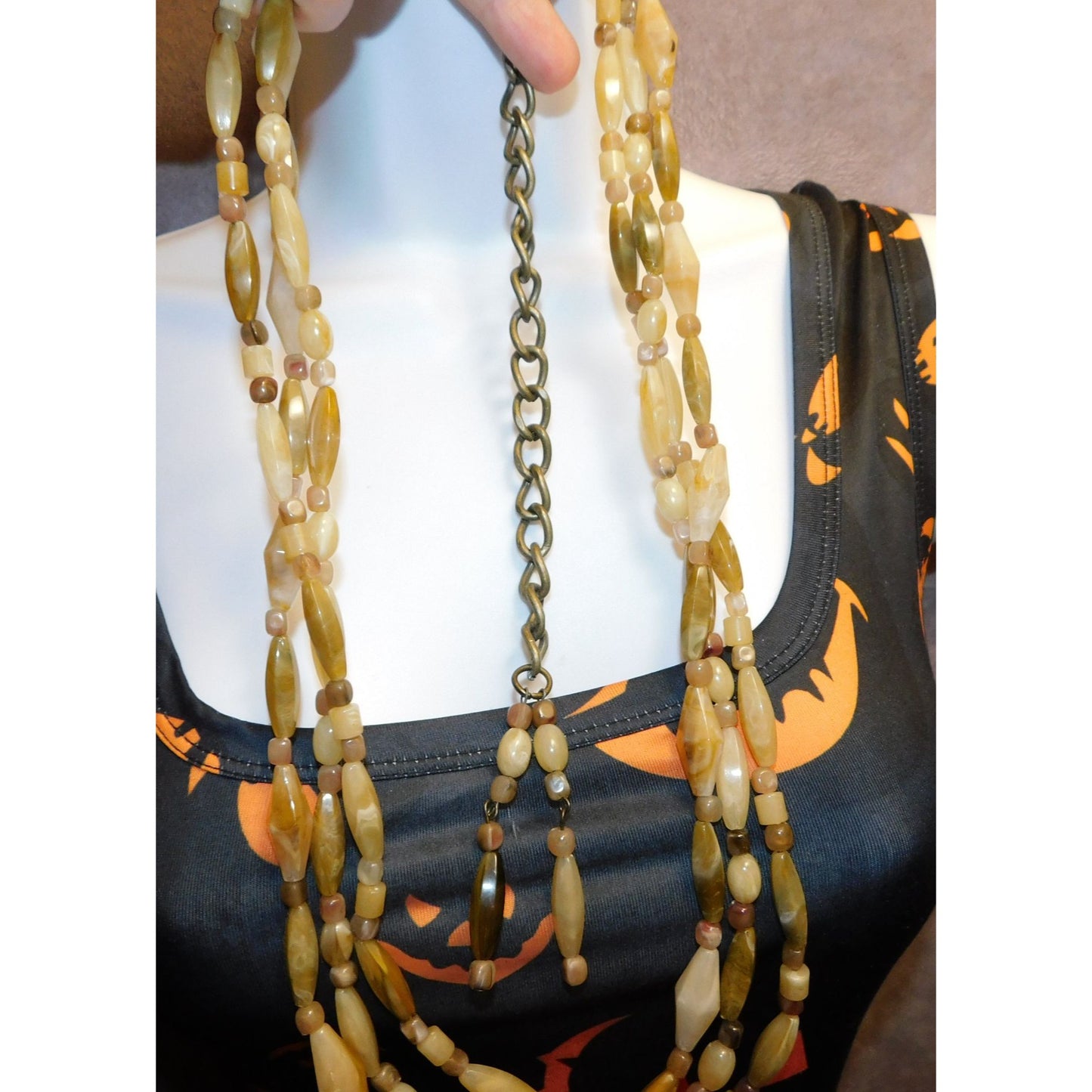 Retro Bohemian Faux Agate Beaded Layered Necklace