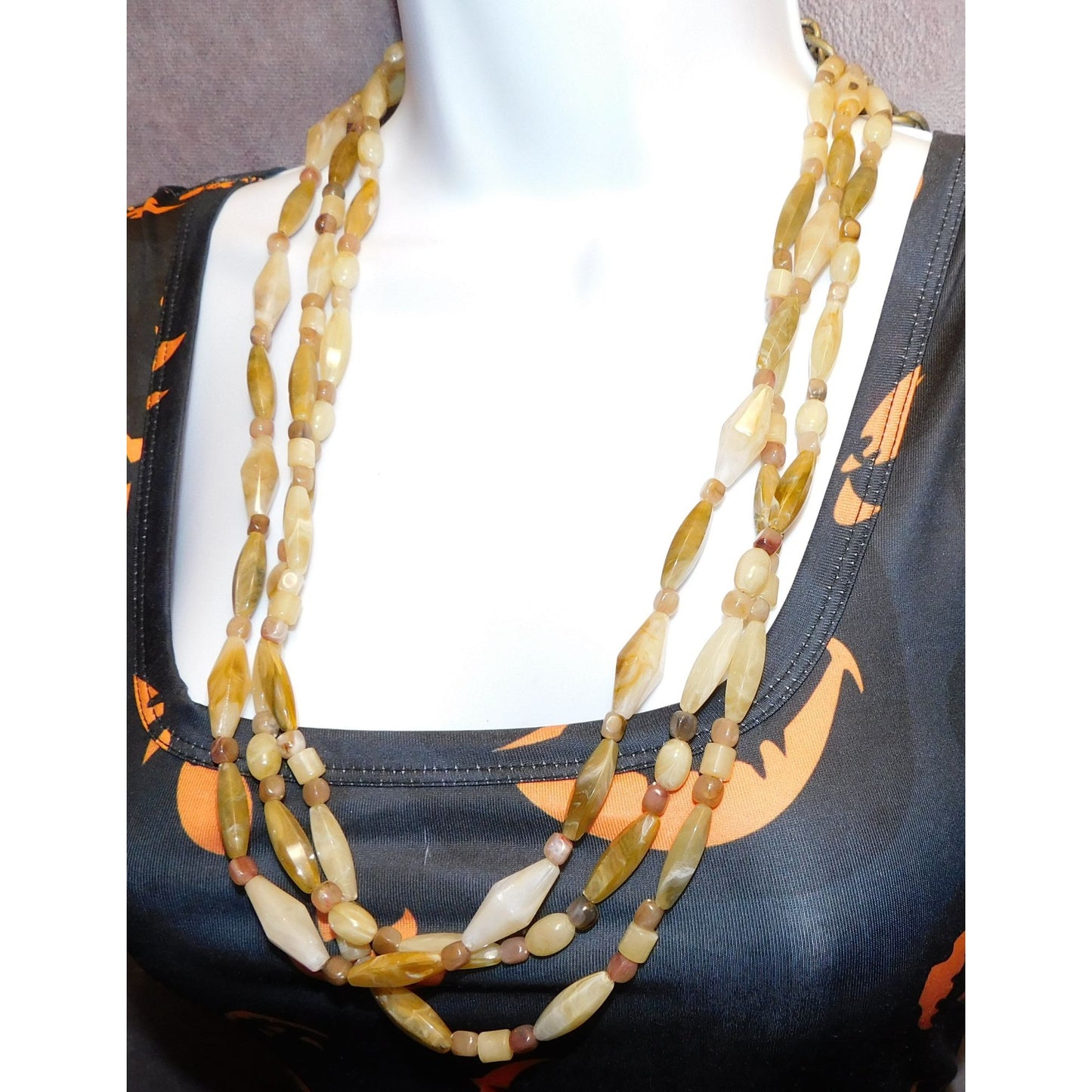 Retro Bohemian Faux Agate Beaded Layered Necklace