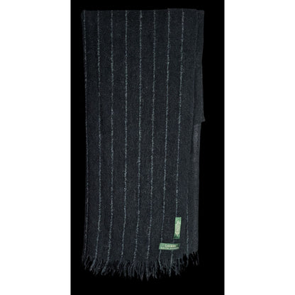 Preppy Designer Lauren Ralph Lauren Black Striped Scarf 22x82 Inches With Fringe Trim Made In Japan