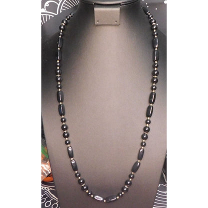 Simple Black And Gold Tone Beaded Necklace