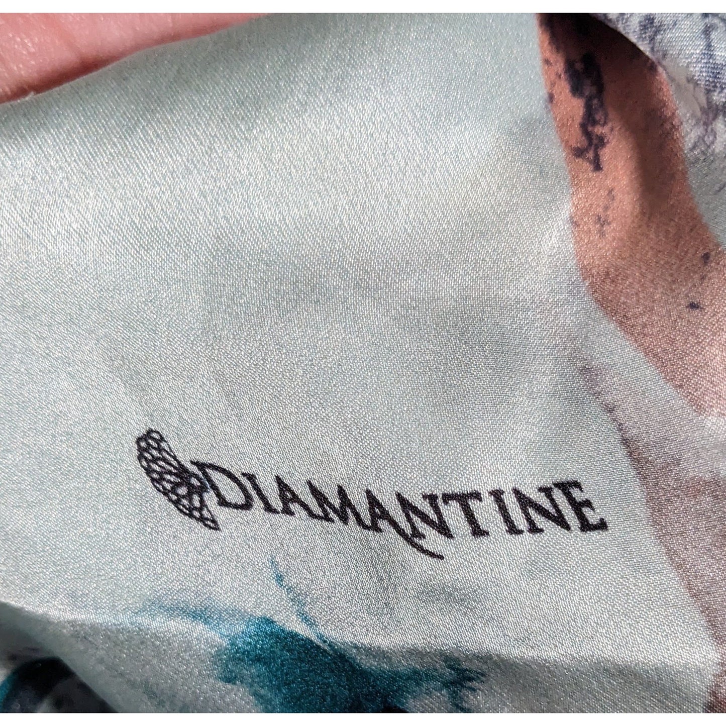 Diamantine Blue Floral Silky Lightweight Scarf