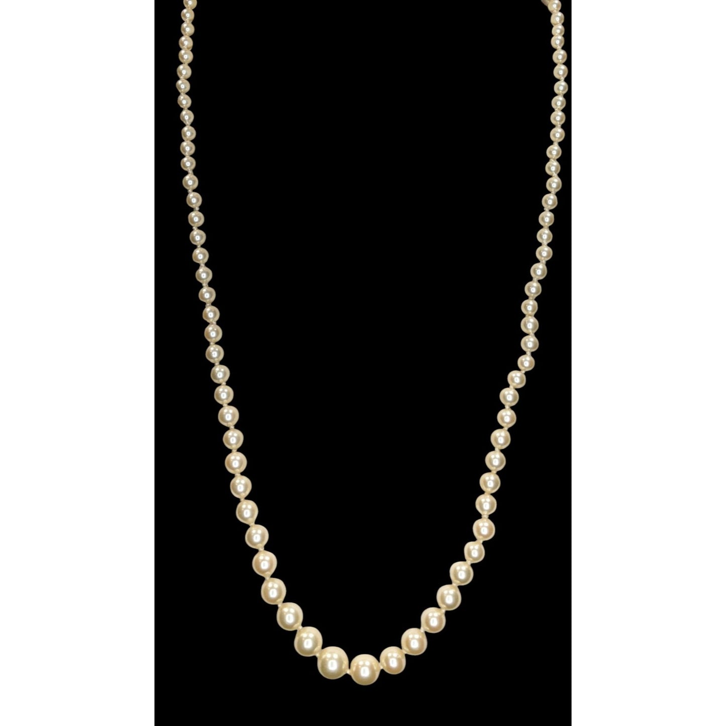 Vintage Danecraft Faux Pearl Necklace Hand Knotted Cream Mid Century Collectible Jewelry