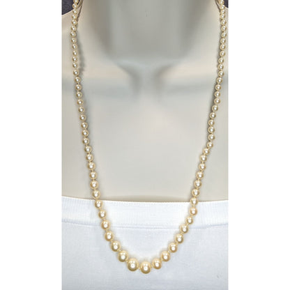 Vintage Danecraft Faux Pearl Necklace Hand Knotted Cream Mid Century Collectible Jewelry