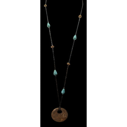 Bohemian Turquoise And Jasper Beaded Pendant Necklace
