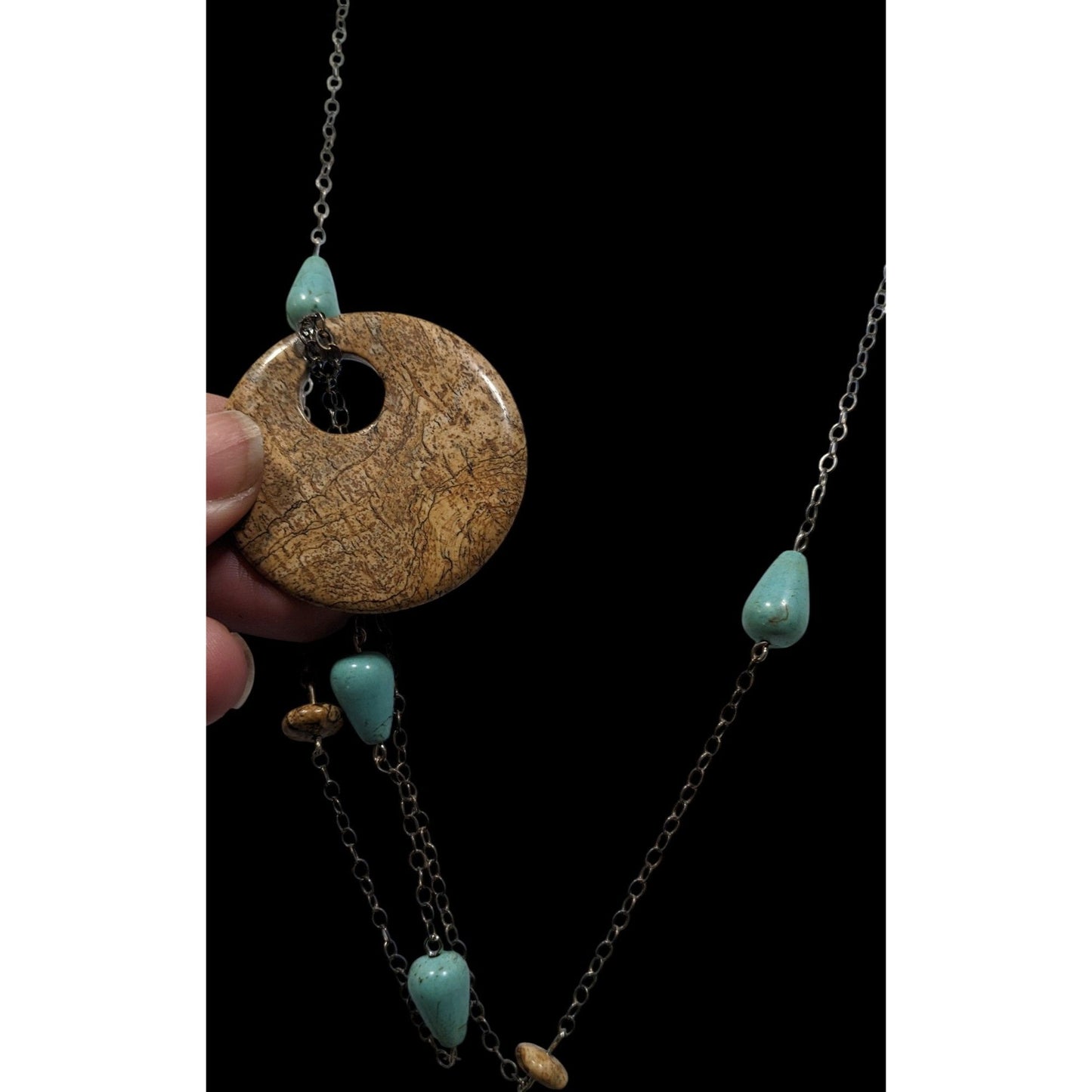Bohemian Turquoise And Jasper Beaded Pendant Necklace