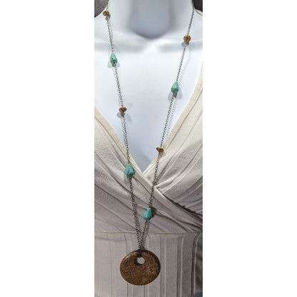 Bohemian Turquoise And Jasper Beaded Pendant Necklace