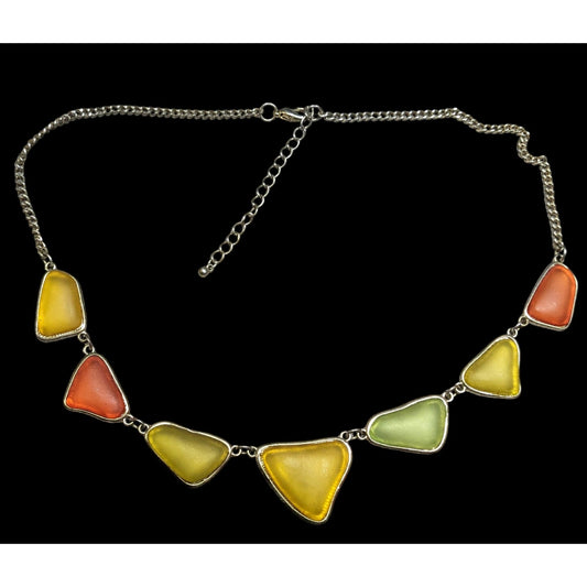 Vintage Retro Frosted Glass Gemmed Necklace