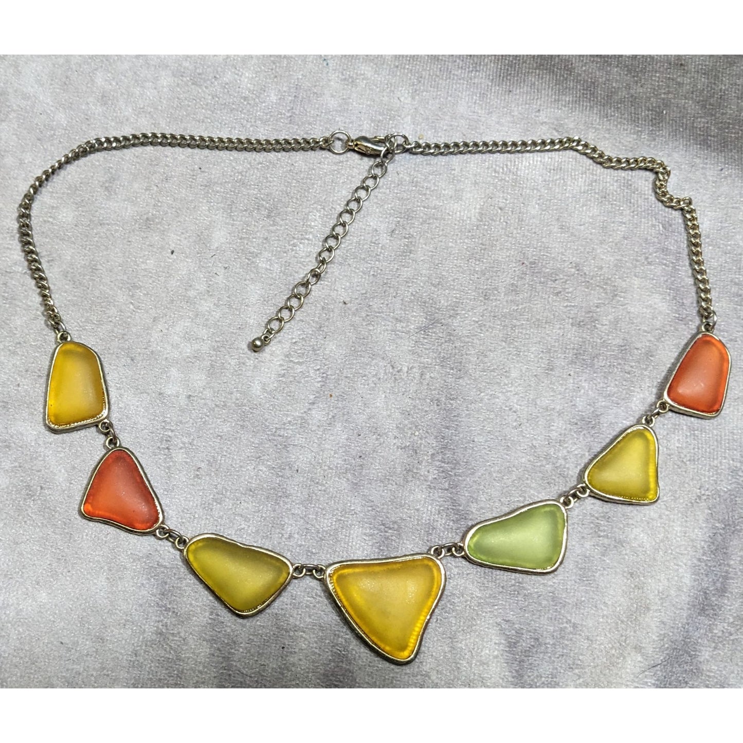 Vintage Retro Frosted Glass Gemmed Necklace