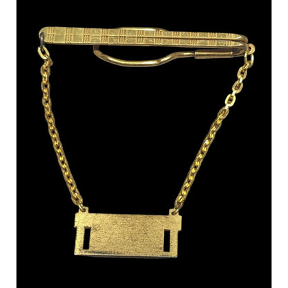 Vintage Hicock AG Initial Gold Tone Tie Bar With Chain Made in USA