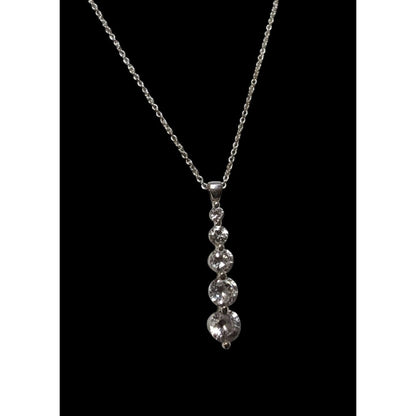 Roman Silver Tone Rhinestone Pillar Pendant Necklace