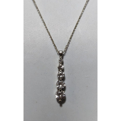 Roman Silver Tone Rhinestone Pillar Pendant Necklace