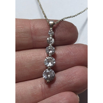 Roman Silver Tone Rhinestone Pillar Pendant Necklace