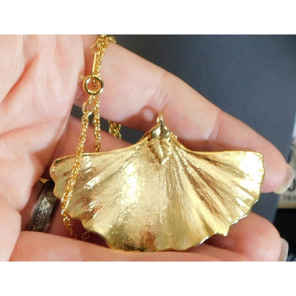 Vintage Korea Gold Ginkgo Leaf Necklace