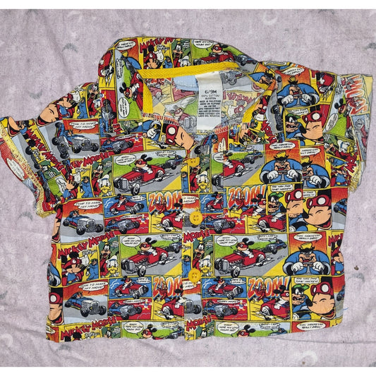 Disney Baby Vintage 90s Cartoon Comic Print Multicolor Button Down Shirt 6 9M
