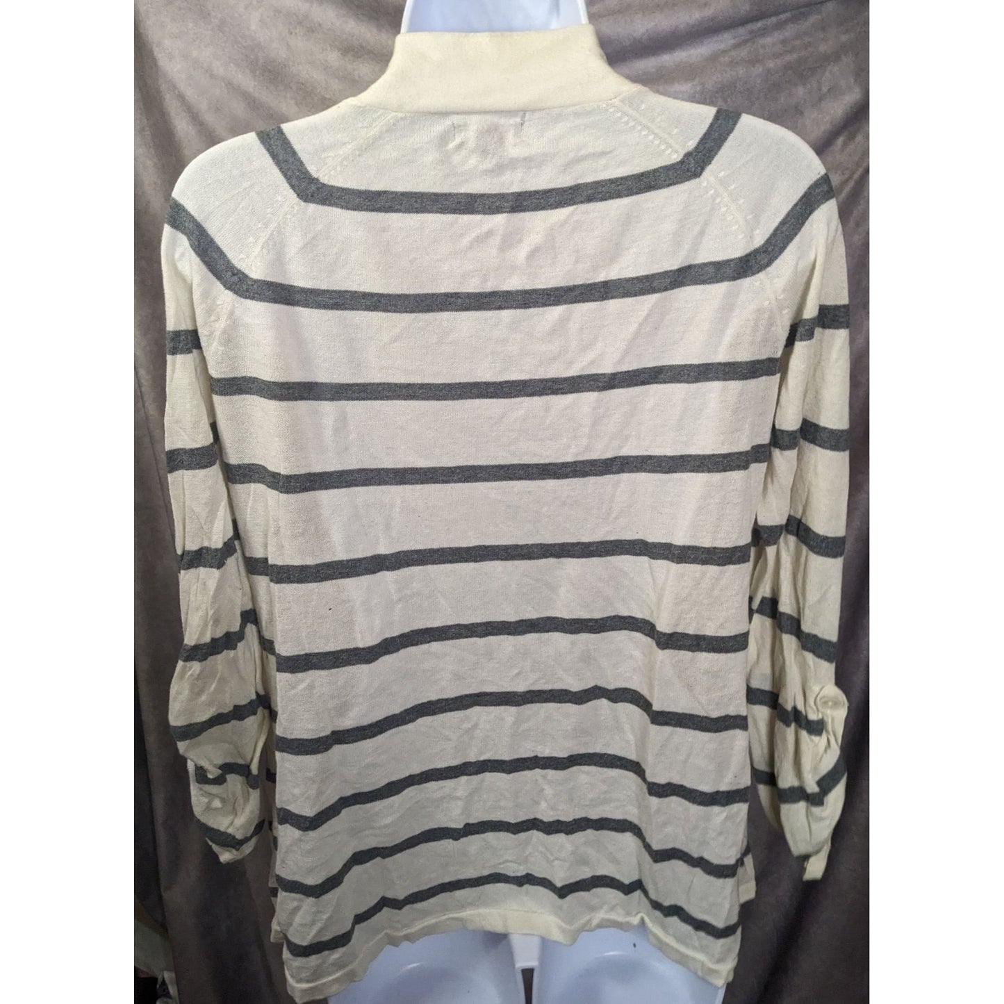 Express Grey And White Striped Cardigan