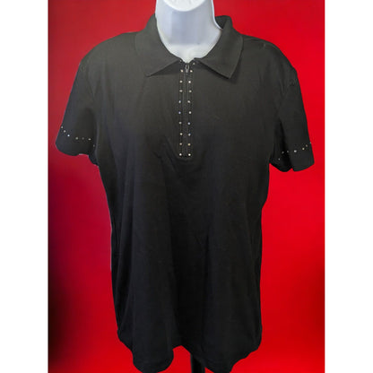 Ashlyn Kate Black Rhinestone Collared Shirt