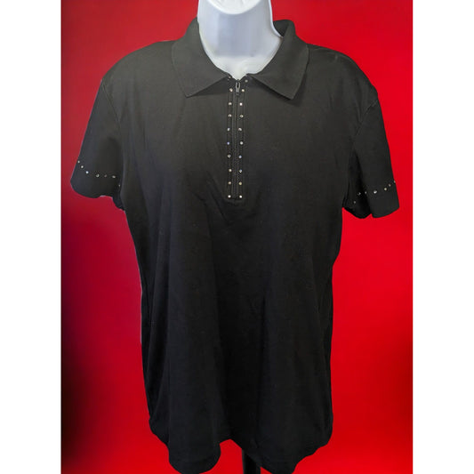 Ashlyn Kate Black Rhinestone Collared Shirt