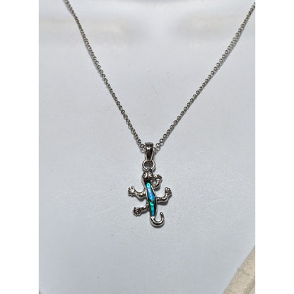 Vintage 90s Blue Shell Salamander NEcklace