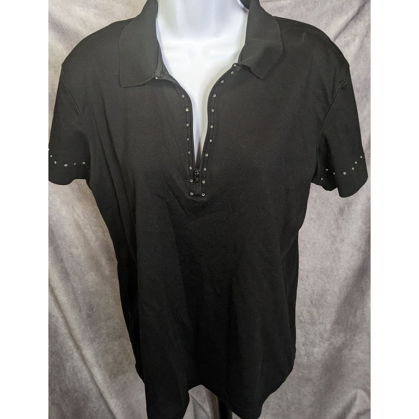 Ashlyn Kate Black Rhinestone Collared Shirt