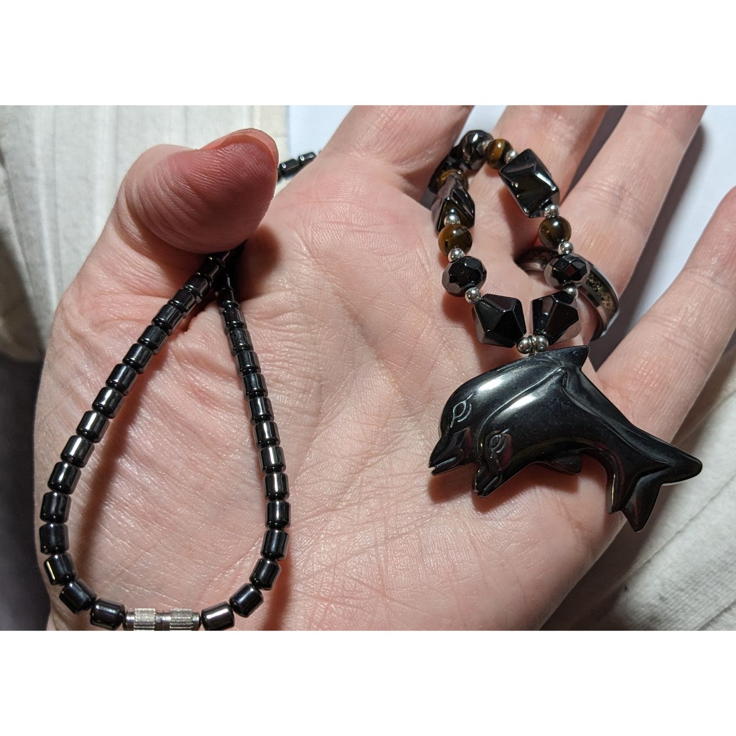 Hematite Dolphin Necklace