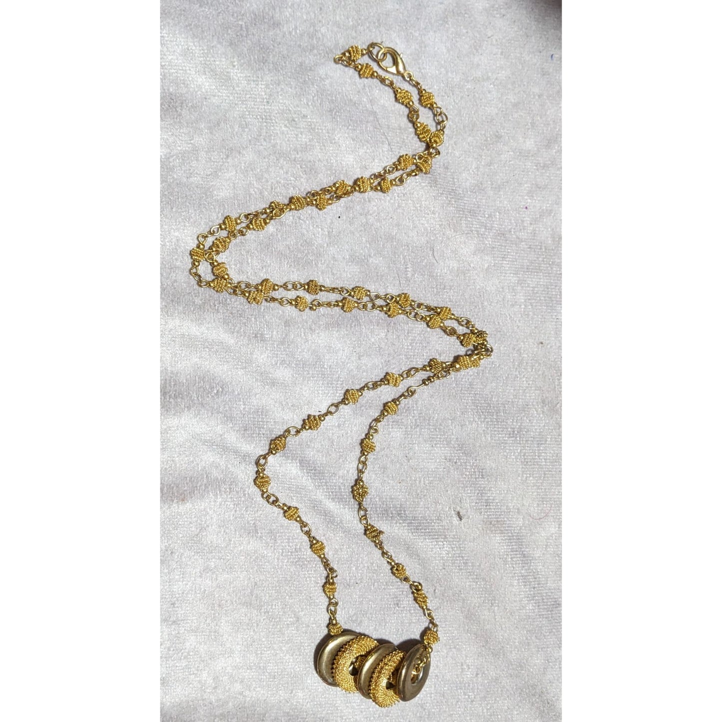 Bright Abstract Beaded Gold And Silver Necklace