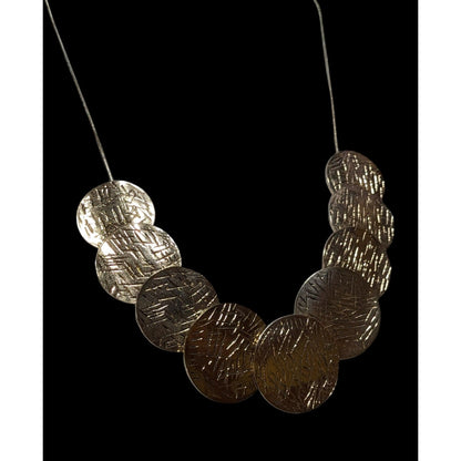 Modern Glam Erica Lyons Etched Gold Disc Necklace