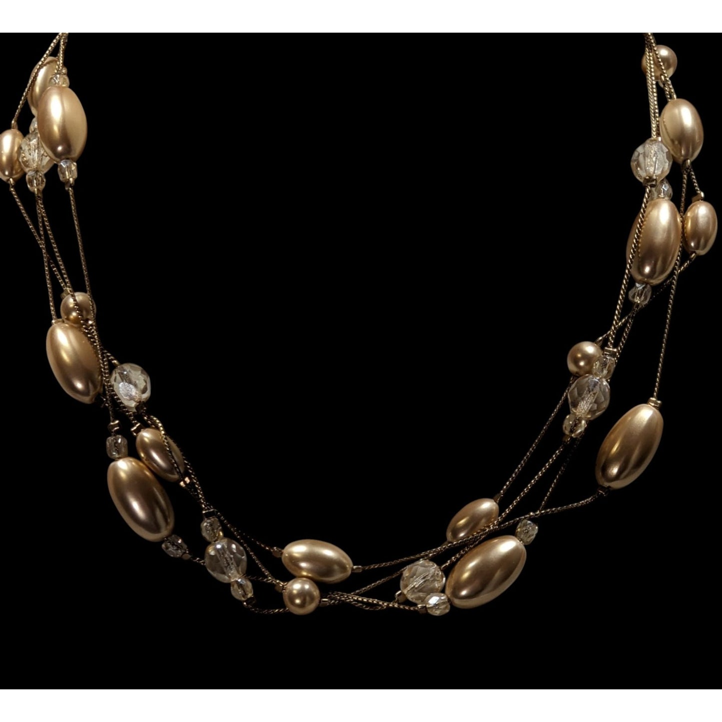 Monet Glam "Carolyn" Layered Beaded Gold Tone Necklace