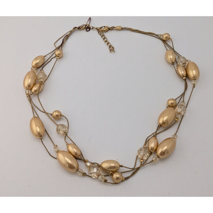 Monet Glam "Carolyn" Layered Beaded Gold Tone Necklace