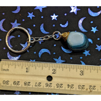 Blue/Green Dyed Genuine Agate Nature Inspired Keychain