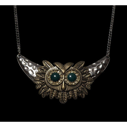 Steampunk Rhinestone Owl Necklace