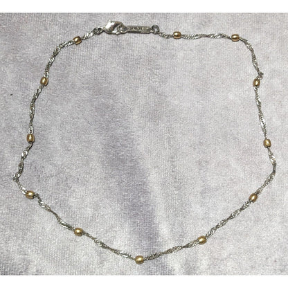 Vintage Napier Silver Chain Gold Studded Necklace