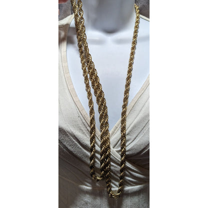 Vintage Gold Engraved Chain Opera Necklace