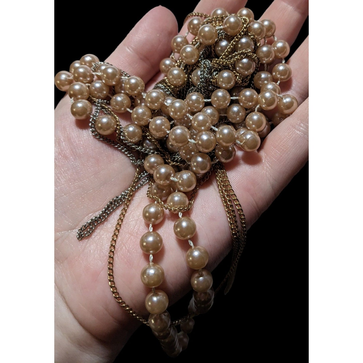 Retro Glam Chain Pearl Beaded Necklace