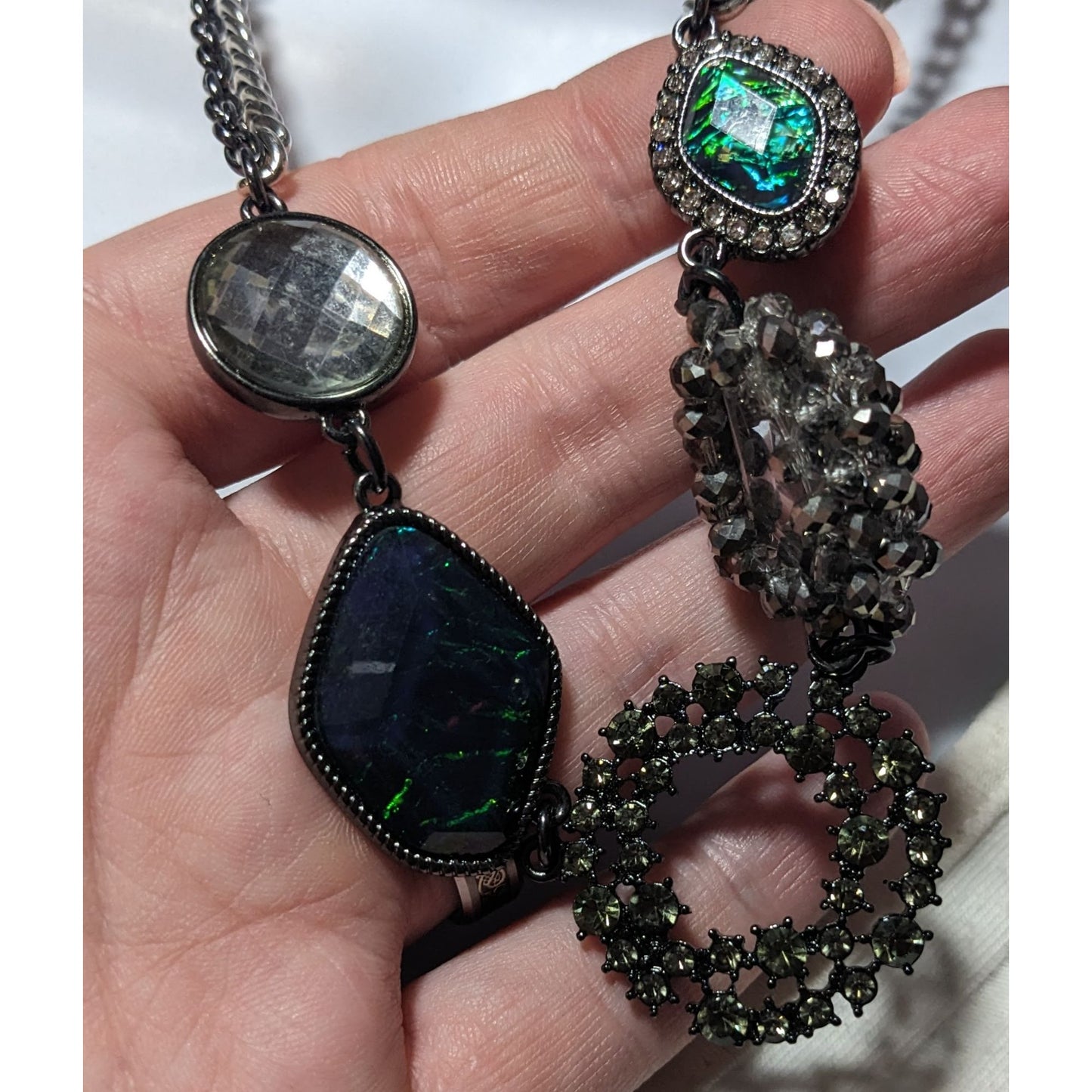 Simply Vera Green And Silver Abstract Necklace