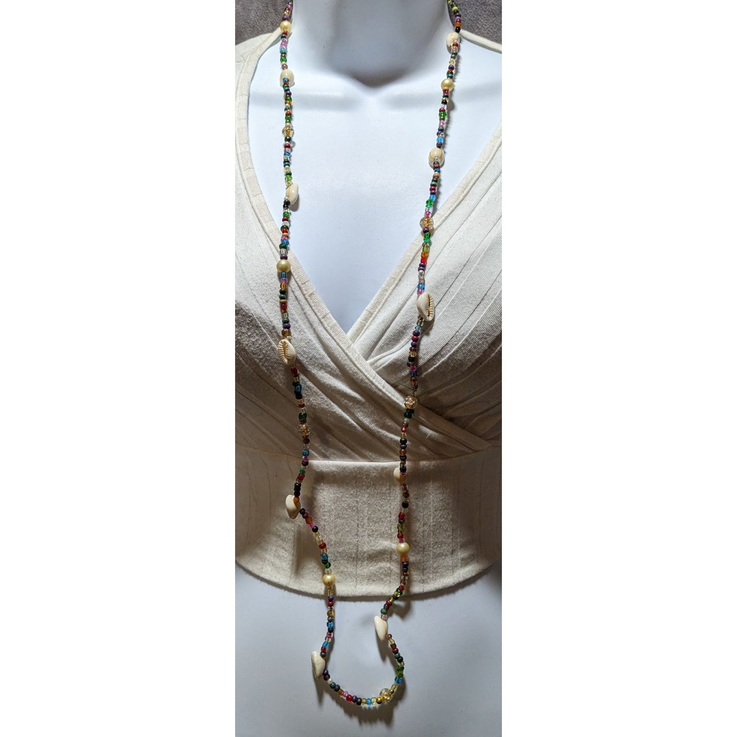 Rainbow Beaded Shell Necklace