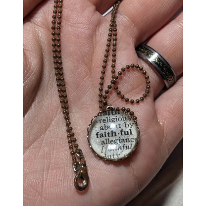 Faithful Scripture Book Bubble Pendant Necklace