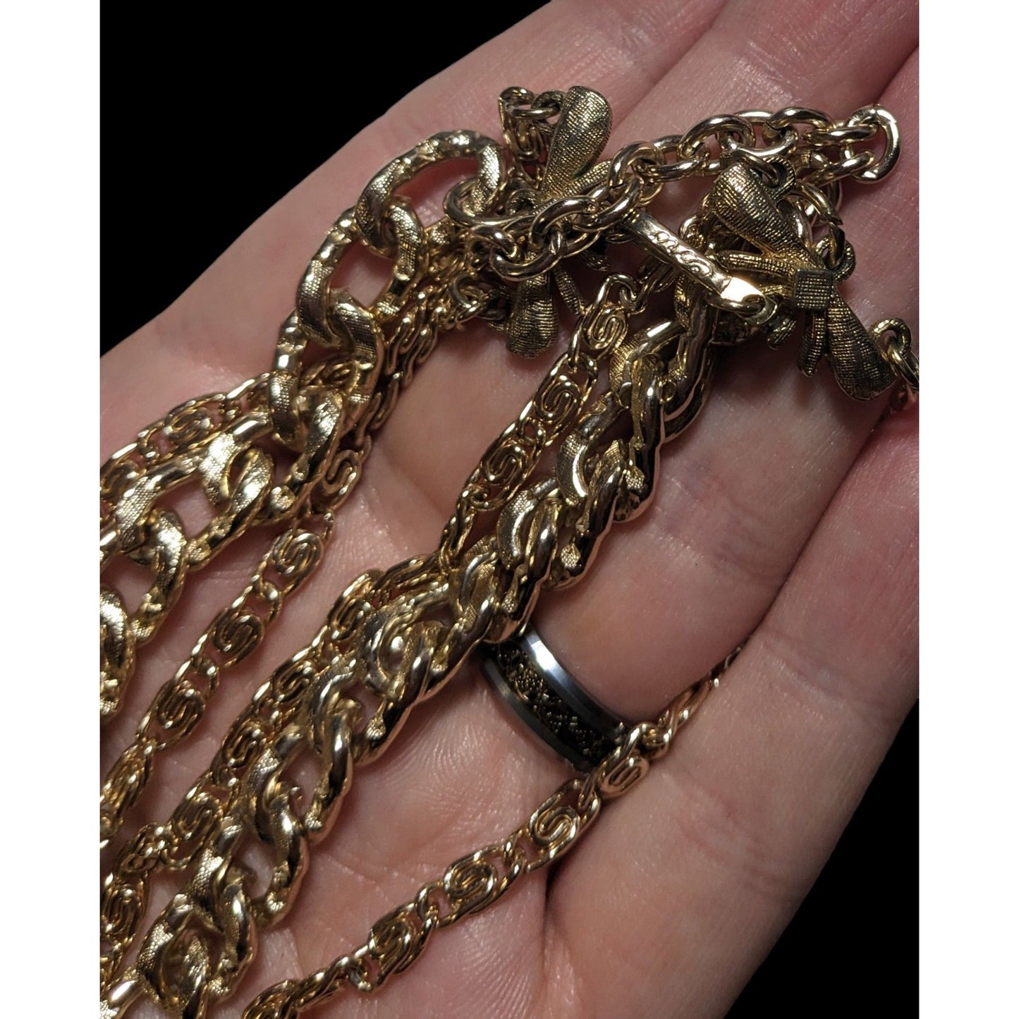 Coro Vintage Gold Three-Strand Chain Necklace