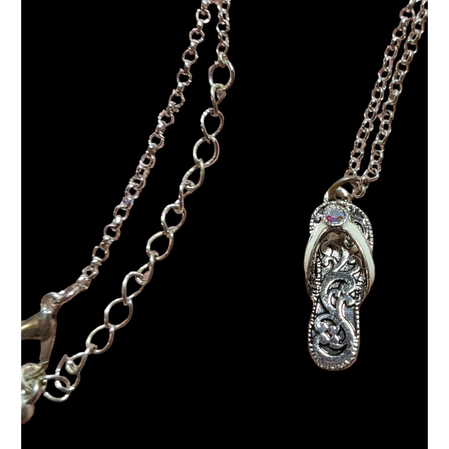 Silver Rhinestone Sandal Necklace